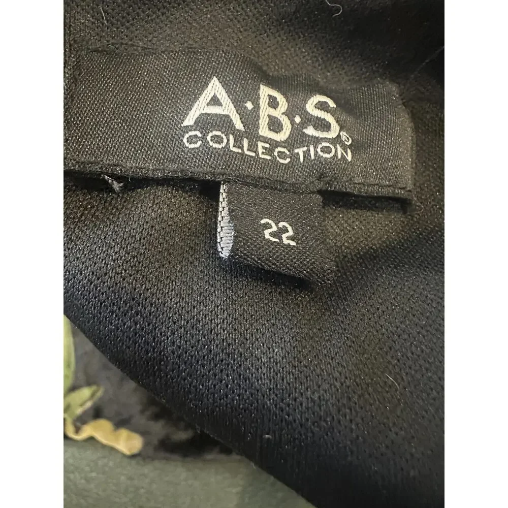 ABS Collection Crushed Velvet Floral Dress Long Sleeve Ruffle Black Plus Size 22 - Picture 11 of 15
